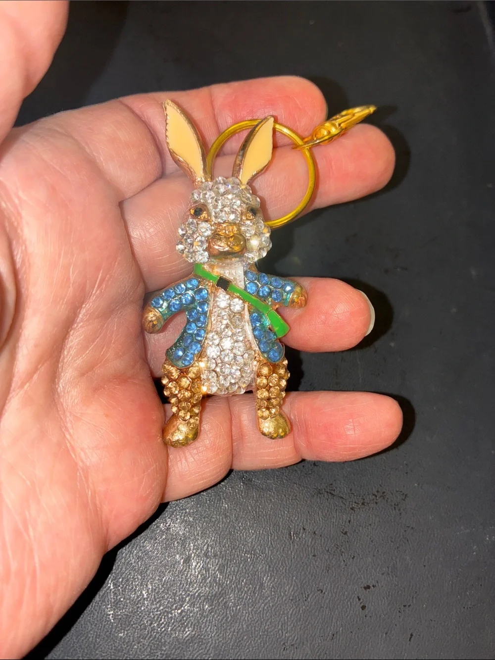Gold Bunny Crystal Keychain